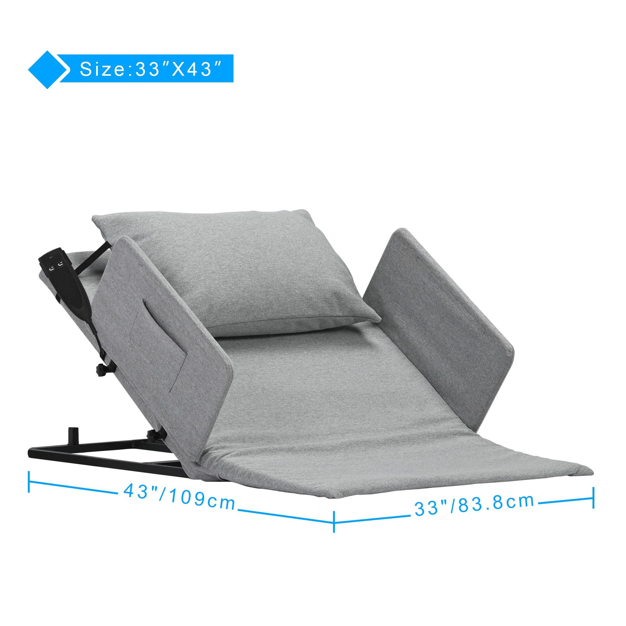 Skuehod Skuehod Electric Power Lifting Adjustable Bed Back Rest for Patient Back Lumbar Support, Assist Elderly to Get Out of Bed Easily, Removeable Bedrails with Pocket, 300lbs Capacity