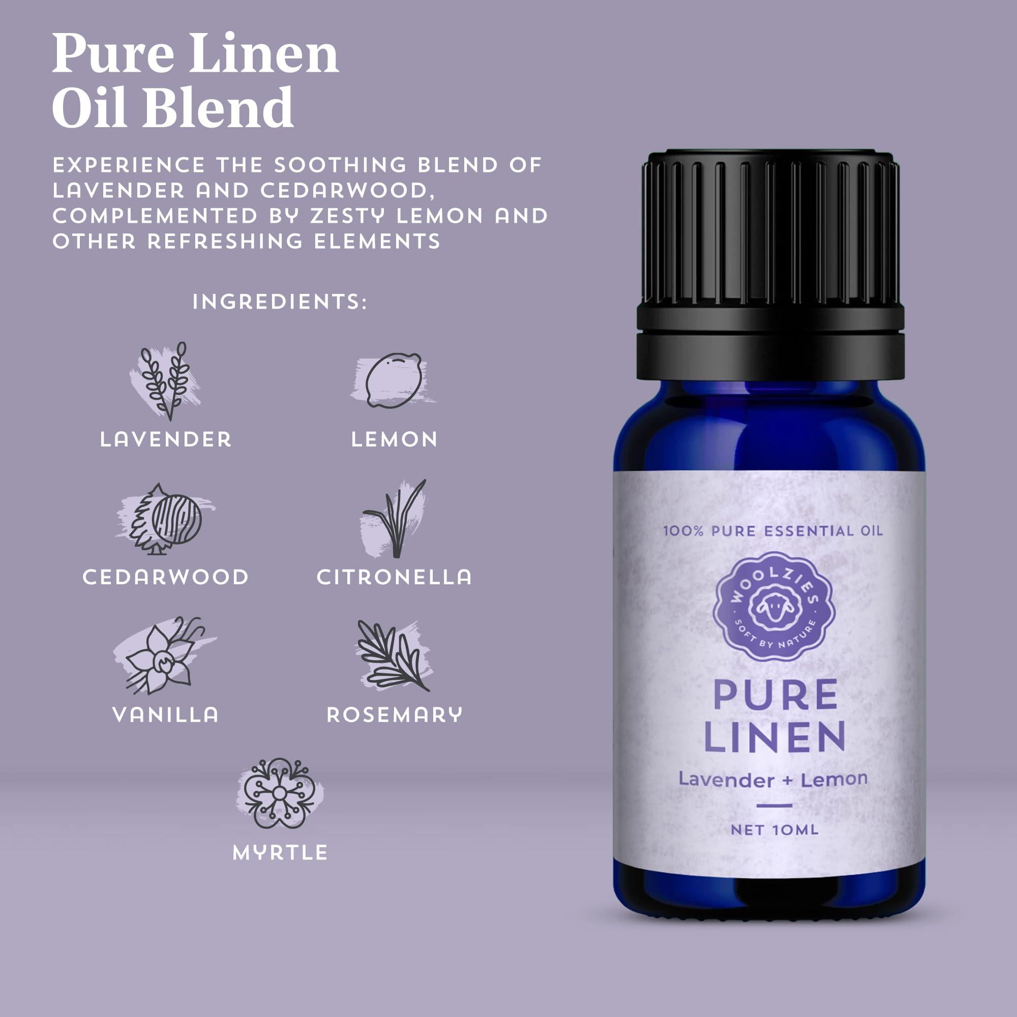 Woolzies Laundry Essential Oil Blend: Use with Wool Dryer Balls or Oil Diffuser Elevate Your Laundry with All-Natural Aromatherapy Scents | 1 Fl oz (1 Fl Oz, Pure Linen)