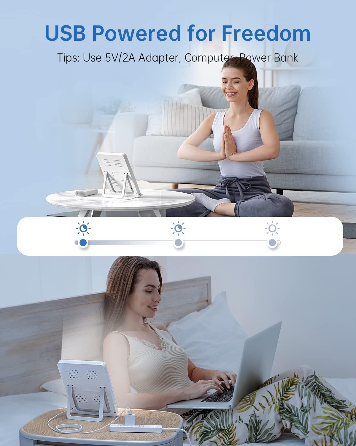 SUXIO SUXIO Light Therapy Lamp - 10000 Lux Therapy Light Lamp, 3 Timing & Mode Sunlight Lamp, Memory Function Daylight Lamp, Portable Light Box Therapy Use As Lift Mood, Happy Lamp for Home/Office/Travel