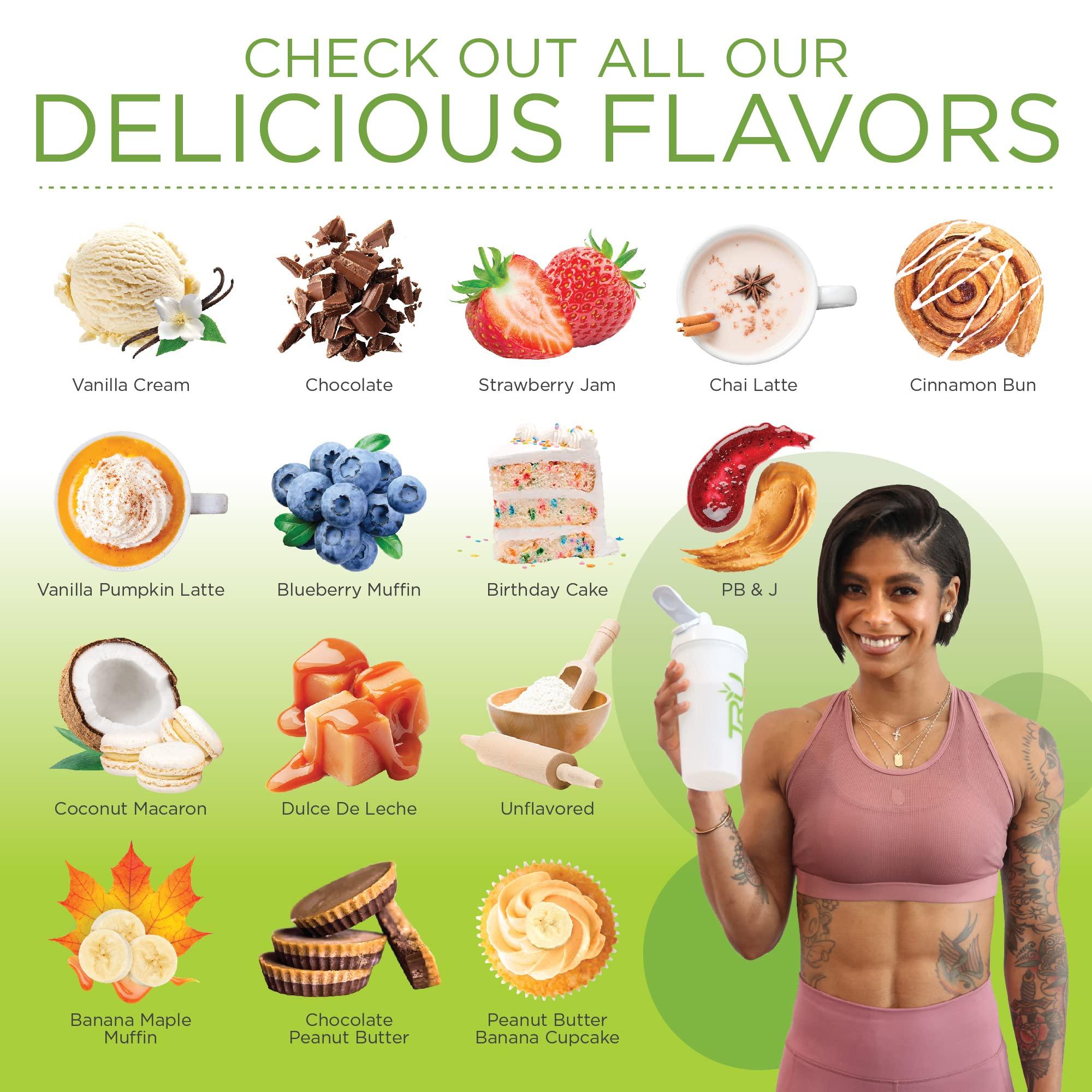 TRU Supplements TRU Plant Based Protein Powder, BCAA, EAA, 20g Vegan Protein, 100 Calories, 27 Vitamins, No Artificial Flavors 25 Servings (Natural Chocolate Cream)