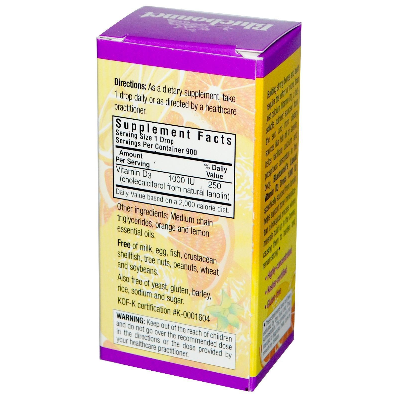 Bluebonnet Bluebonnet Nutrition - Liquid Vitamin D3 Drops Natural Citrus Flavor 1000 IU - 1 oz.