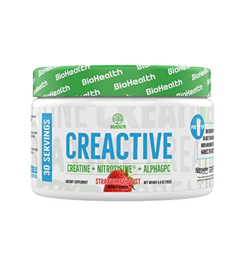 BioHealth Nutrition BioHealth Nutrition CreActive Creatine HCL + Nootropic + Nitric Oxide - Supports Muscle Performance, Cellular Energy Production & Cognitive Function (Strawberry Twist)