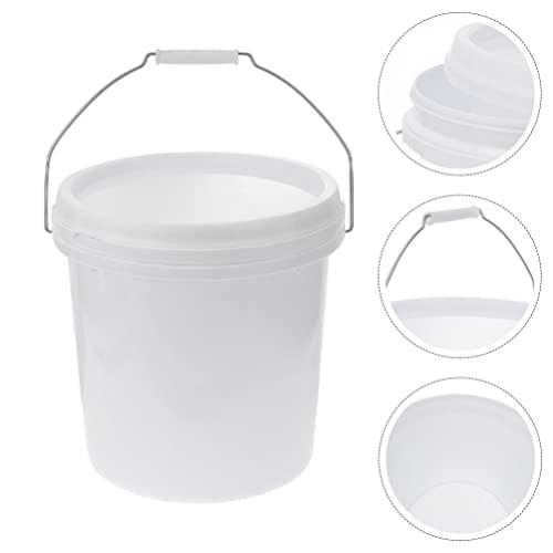 Housoutil Housoutil Water White Plastic Bucket with Handle Lid 8L Ice Cream Tub Heavy Duty Portable All Pail Bucket Container for Food Toy Treasure 5 Gallon Bucket 5 Gallon Bucket 5 Gallon Bucket