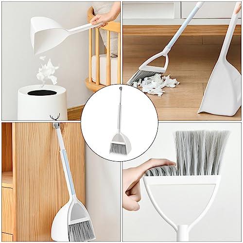 Ipetboom Dustpan Brush Set Mini Broom with Dustpan Little Housekeeping Helper Handle Upright Dustpan Floor Sweeping Tool for Home Office Shop Kitchen