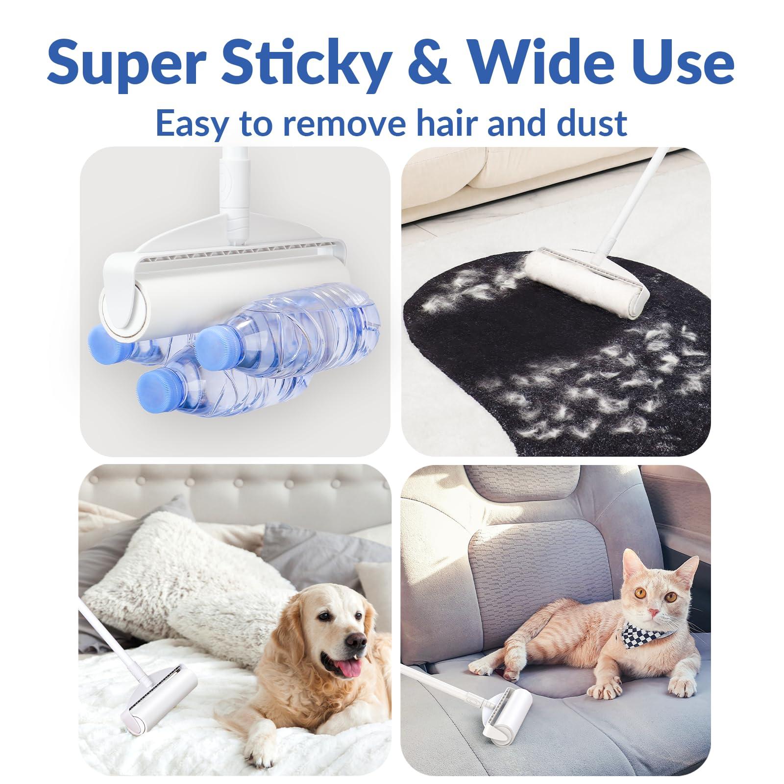 DELOMO Large Lint Rollers for Carpet, Sticky Rollers for Floor DELOMO 9.45 in with 3 Extendable Handle,Long Handle Sticky Mop for Cleaning Carpets, Cars, Clothing, and Pet Hair