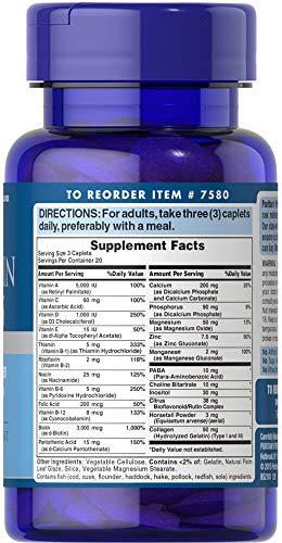 Puritan's Pride Puritan's Pride Hair Skin and Nails Biotin Formula Coated Caplets, 3000 Mcg, 60 Count