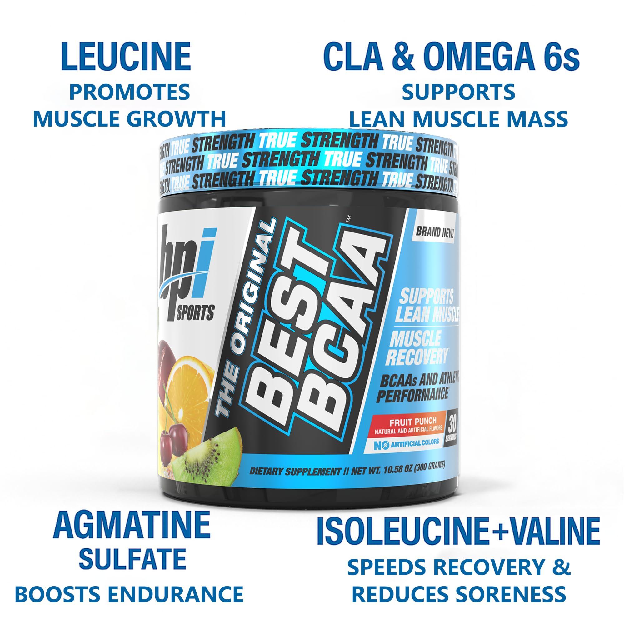 BPI Sports BPI Sports Best BCAA - BCAA Powder - Branched Chain Amino Acids - Muscle Recovery - Muscle Protein Synthesis - Lean Muscle - Improved Performance - Hydration - Fruit Punch - 30 Servings - 10.58 oz.