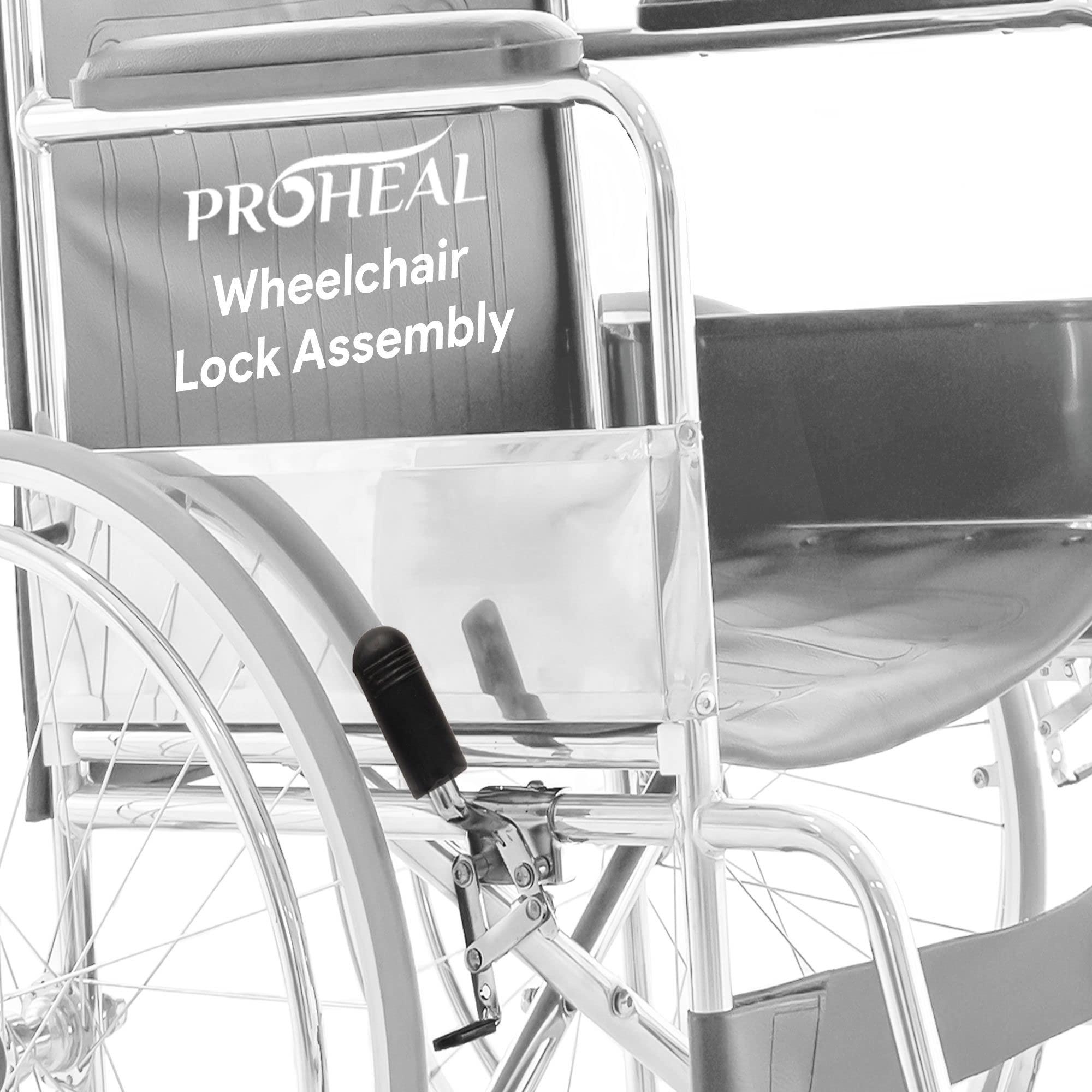 ProHeal Universal Wheelchair Brakes - Heavy-Duty Wheelchair Parts and Accessories - Secures Patient Wheel Chair with Brakes Replacement - Right Wheel Brake