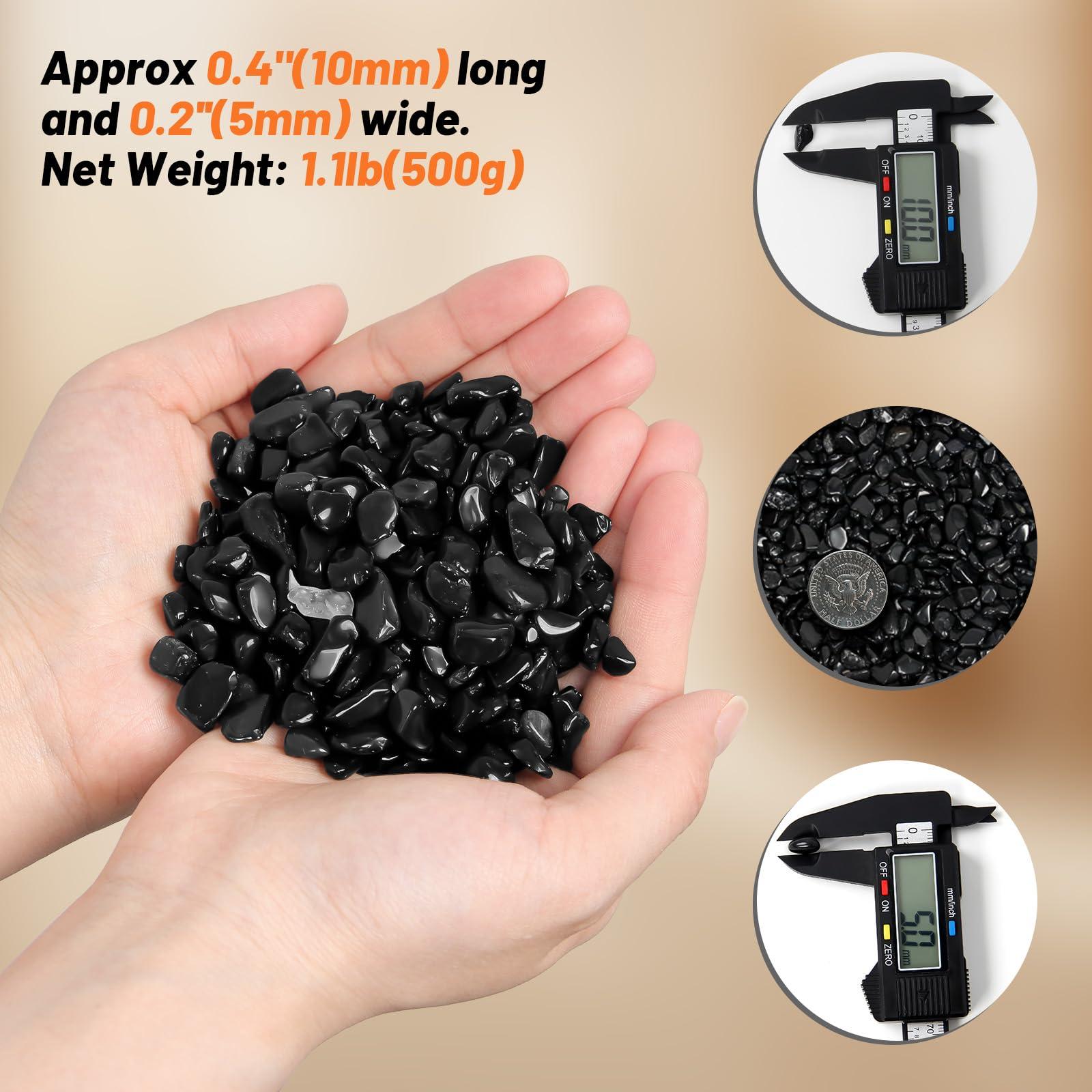 Orientrea Orientrea 1.1lb Natural Crushed Obsidian Crystal Tumbled Chips-Healing Crystals Chips Bulk, Crushed Crystal Gemstones for Crafts, Beautiful Package for Gift (Obsidian)