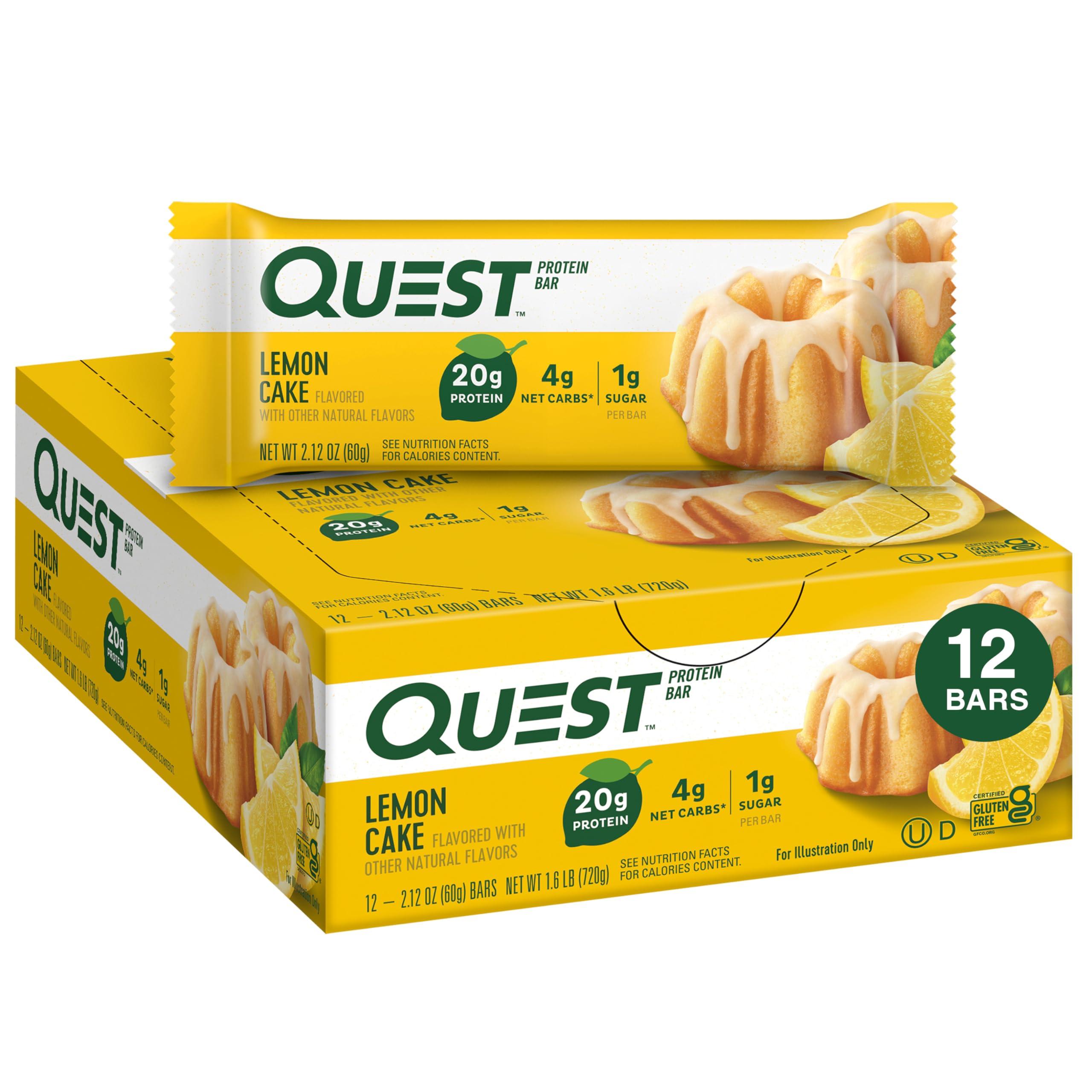 Quest Nutrition Quest Nutrition Crispy Chocolate Caramel Pecan Hero Protein Bar, 15g Protein, 1g Sugar, 3g Net Carb & Lemon Cake Protein Bars, High Protein, Low Carb, Gluten Free, 12 Count
