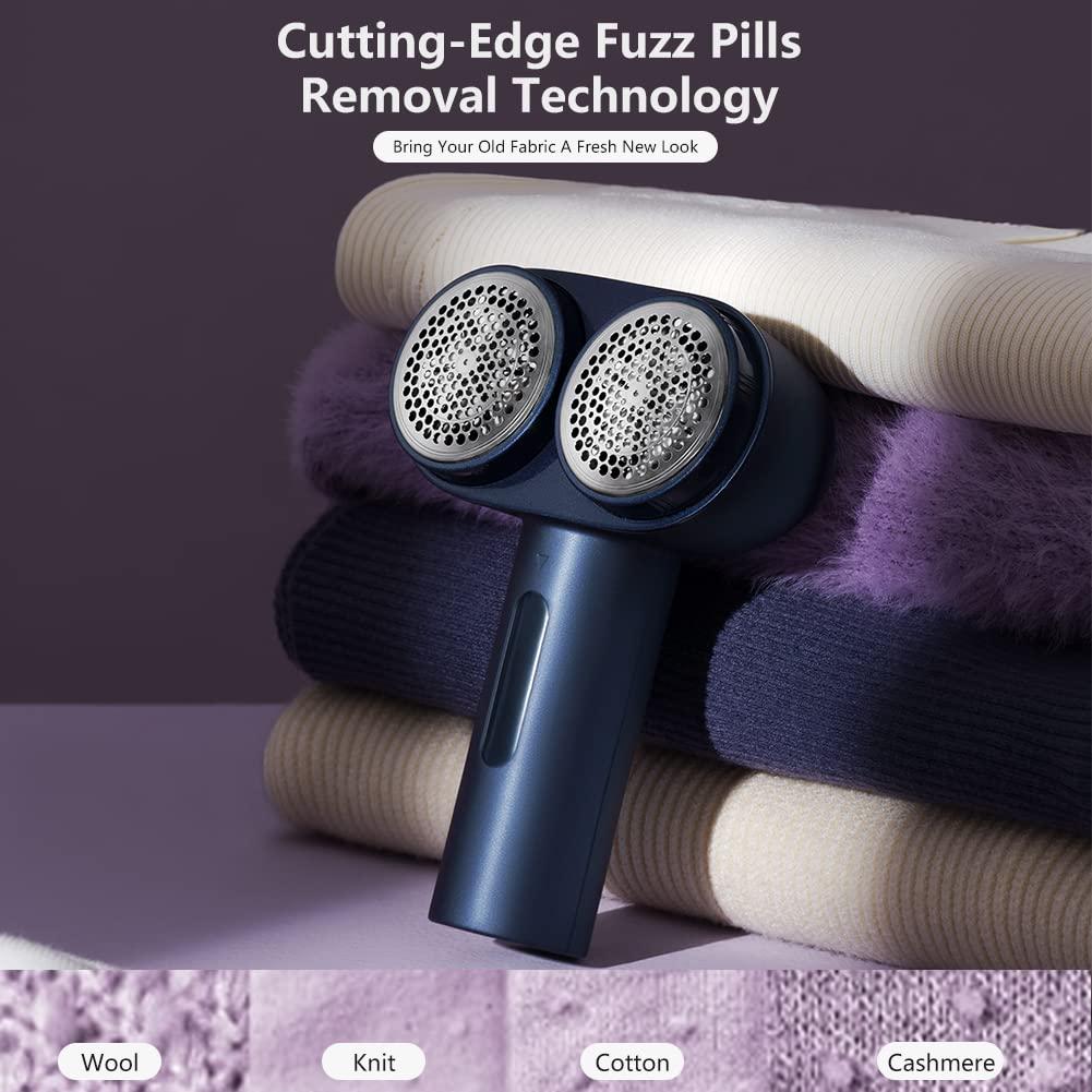 Nesugar Nesugar Electric Professional Dual-Head Fabric Shaver and Lint Remover and Clothes Shavers with Green Light aided Identification, Rechargeable with 2 Spare Blades, 3-Speeds (M5)