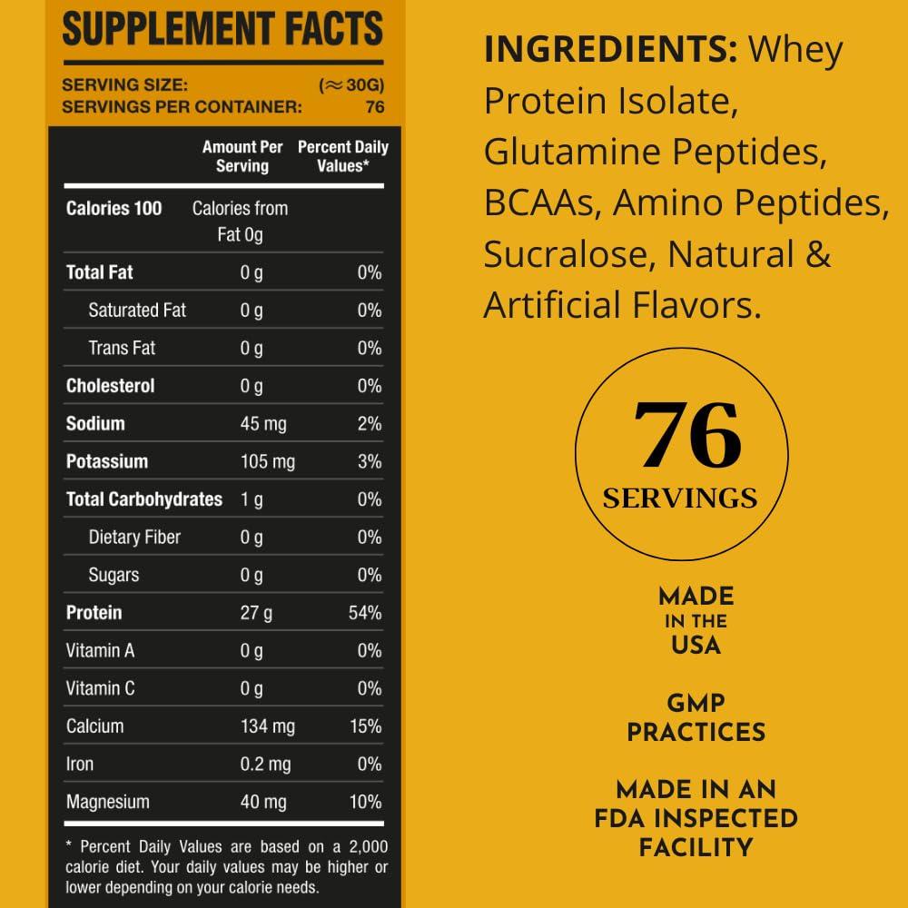 Royal Sports Nutrition RSN Royal 100% Isolate Protein Powder | 27g Protein Isolate | 0 Sugar | 1g Carbs | 5 lbs | 76 Servings | Vanilla Delight