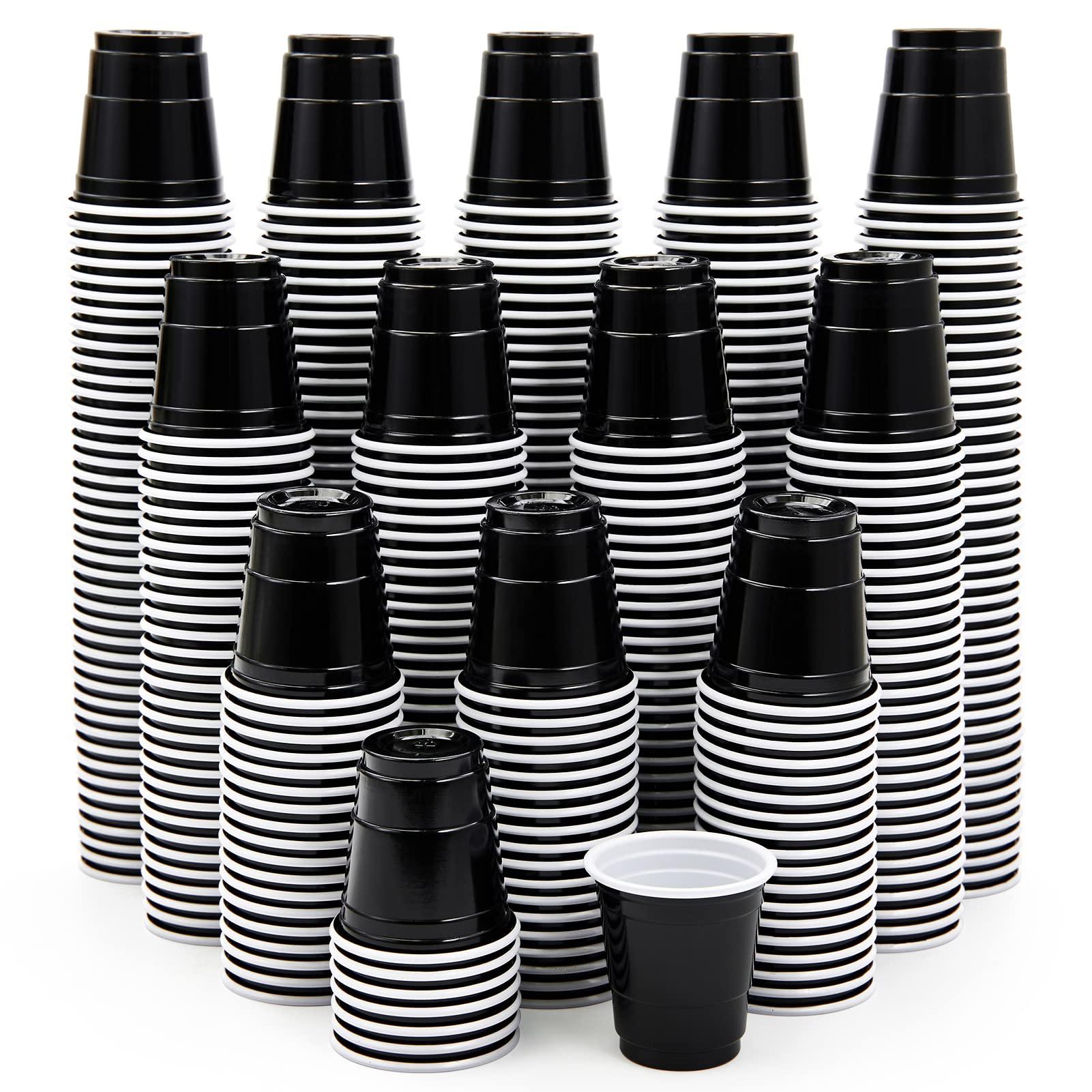 Lilymicky Lilymicky 600 PACK 2 oz Plastic Shot Glasses, Mini Black Disposable Shot Cups for Parties, Carnivals, and Any Events