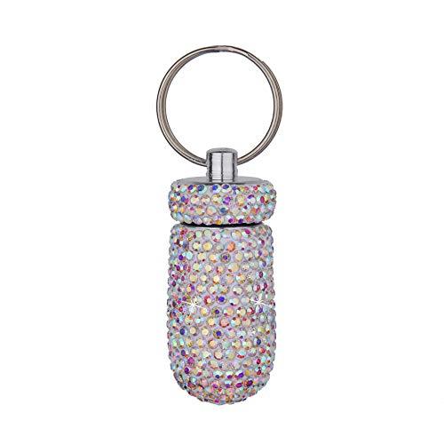 Ykybhx Ykybhx 3PCS Bling Crystal Rhinestone Portable Pill Case Pill Container Waterproof Pill Holder with Keychain Glitter Travel Pill Box Small Medicine Dispenser Bottle Storage for Outdoor Camping Travel,2