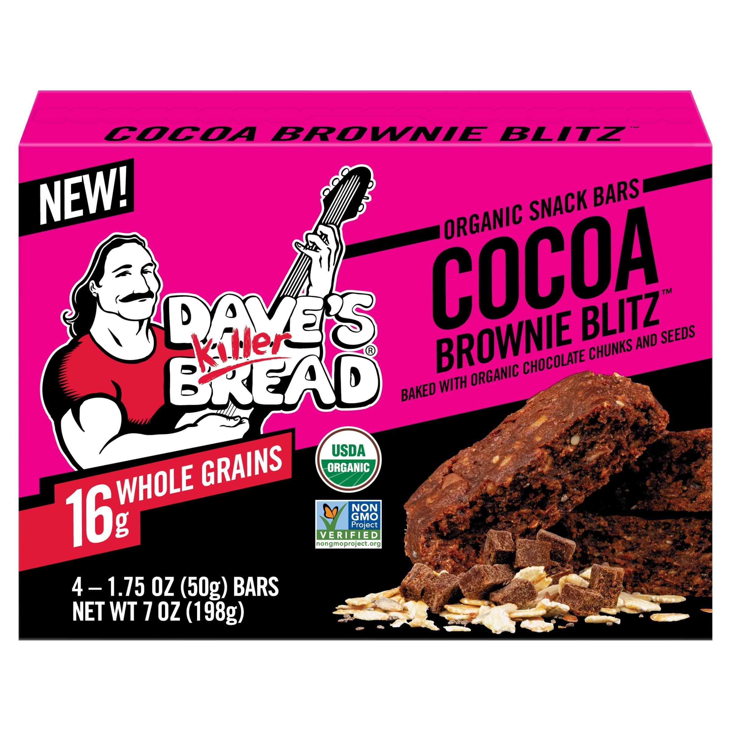 Dave\'s Killer Bread Dave\'s Killer Bread Cocoa Brownie Blitz Organic Snack Bars, 4 Individually Wrapped Snack Bars (Pack of 1)
