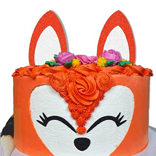 ChoJoy Fox Cake Topper Fox Ears Set Cake Decorations for Fox Themed Birthday Party