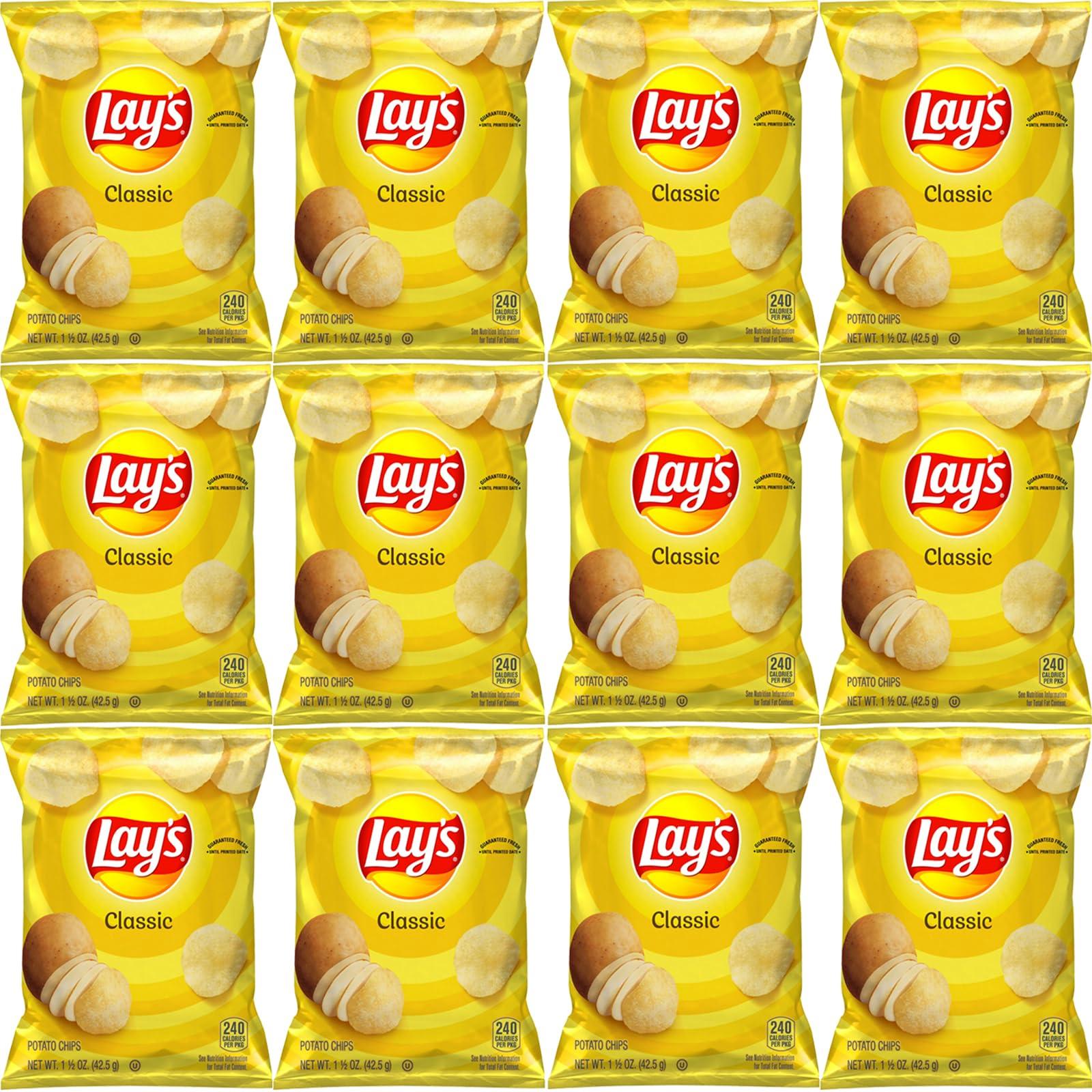 Shoppyway Lay\'s Classic Potato Chips, 1.5 Oz Bag, Value Pack of 12, Bundled By Shoppyway