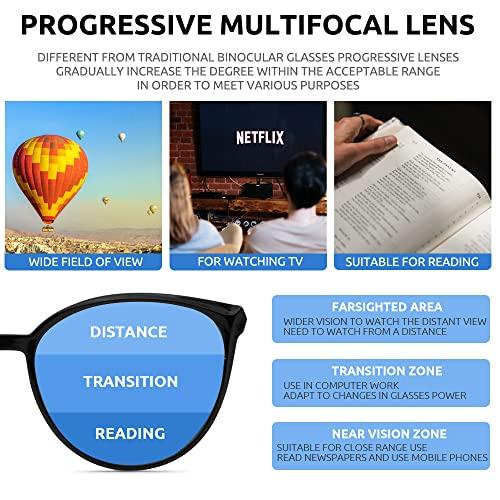 Firmoo Firmoo Photochromic Progressive Multifocus Computer Reading Glasses 2.5, Tortoise Blue Light Blocking Eyeglass UV400 Sunglasses Readers