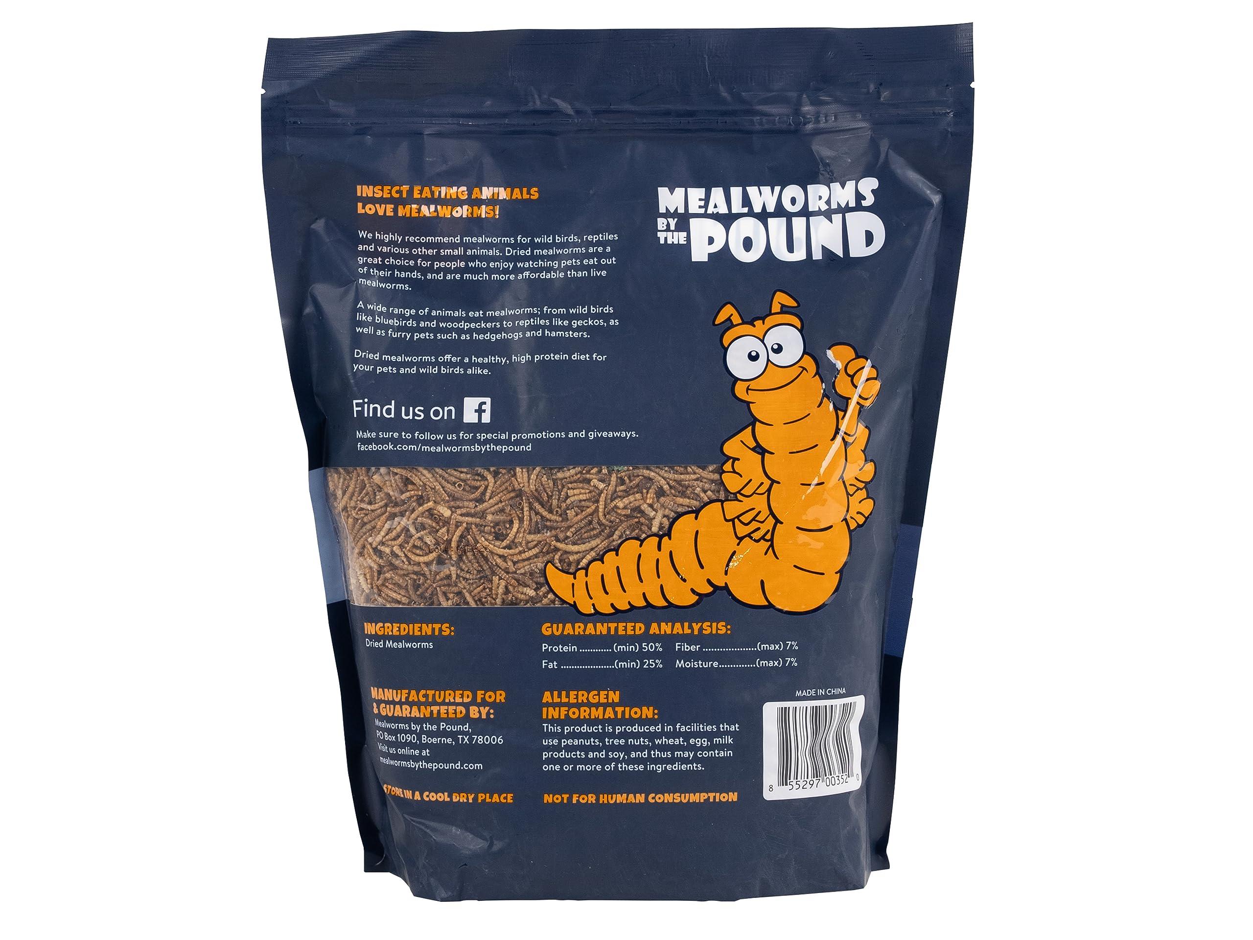 Mealworms by the Pound MBTP Bulk Dried Mealworms - Treats for Chickens & Wild Birds (2 Lbs)