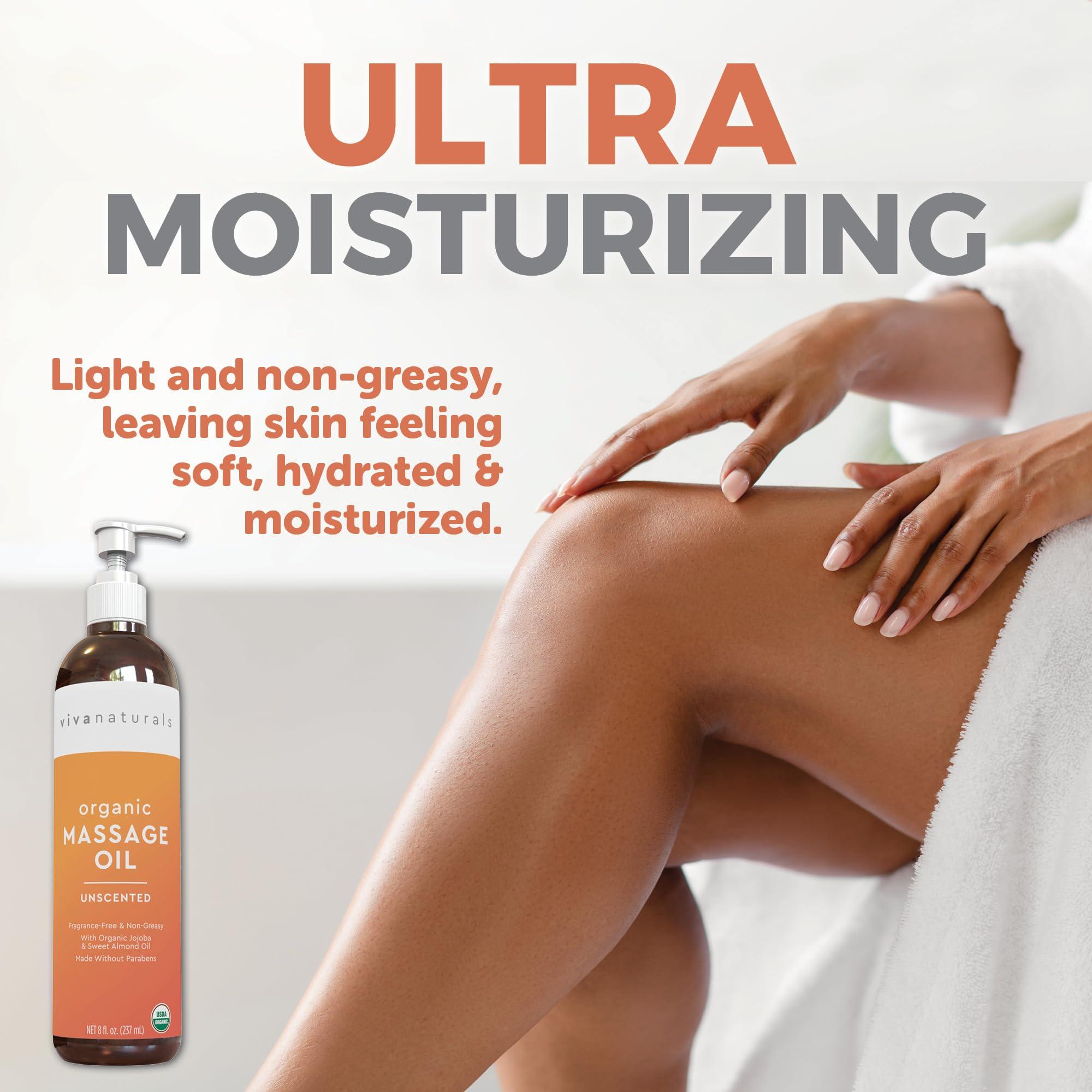 Viva Naturals Viva Naturals Organic Massage Oil (8 fl. oz.) - Unscented Body Massage Oil for Massage Therapy - Perfect for Home & Professional Massages - Non-Greasy and Non-Sticky Formula