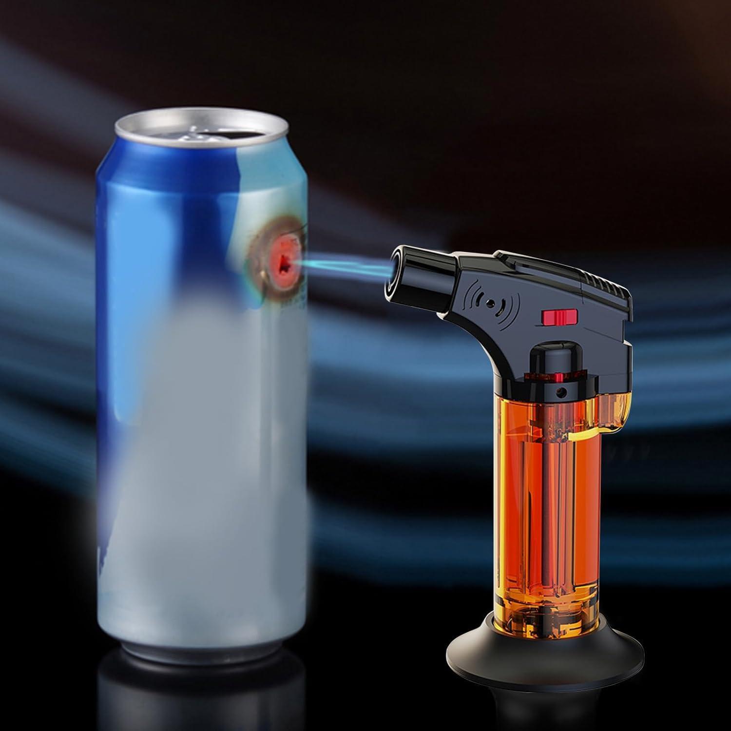 NineLife Basics Butane Torch Lighter, Butane Lighter Refillable, Torch Lighter with Safety Lock and Adjustable Flame, Baking, Gun Torch Lighter for Cooking Food, BBQ, Lighter Torch No Gas Included (Orange)