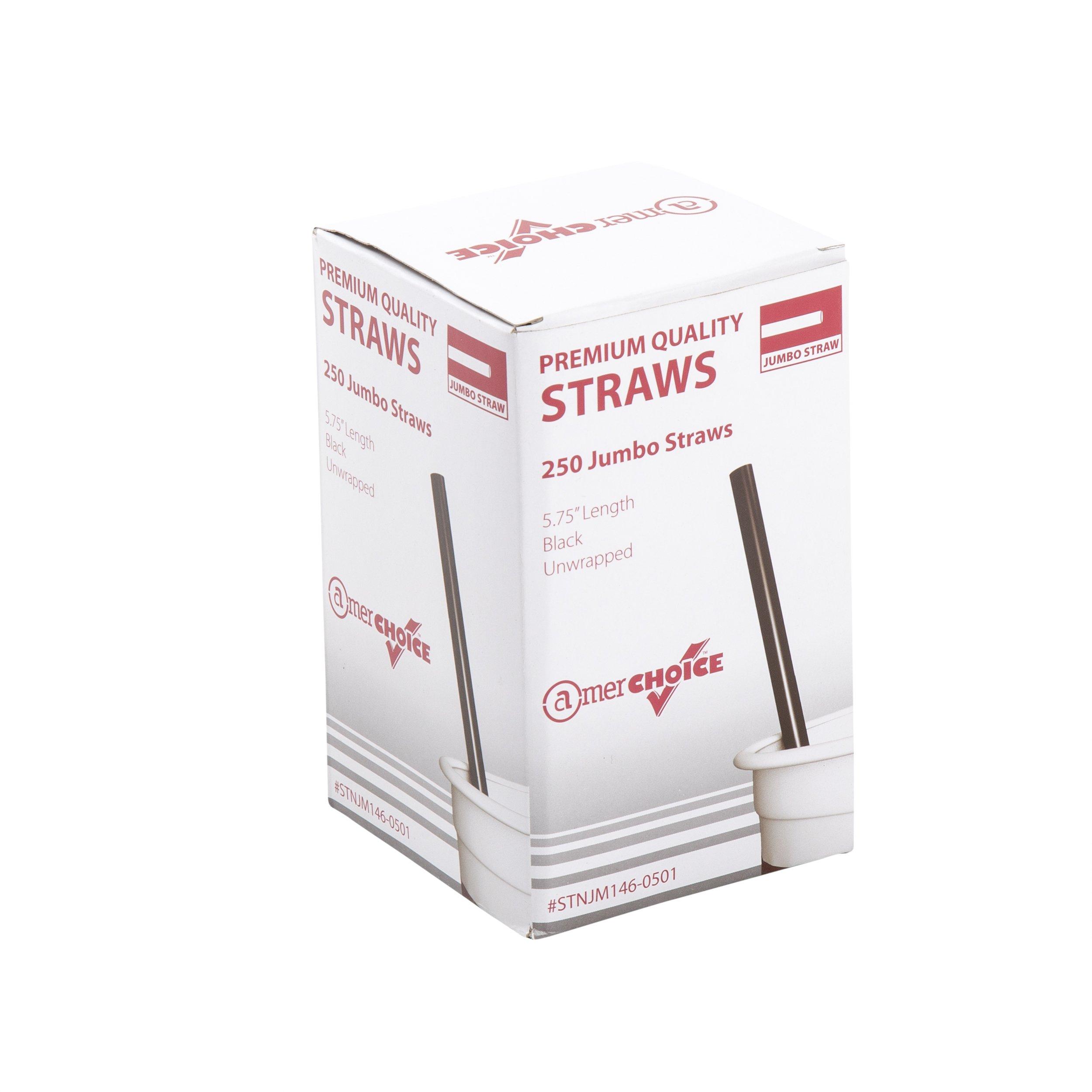 AmerCare AmerCare 5.75 Inch Jumbo Black Unwrapped Straws, Case of 12,500