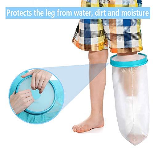 Clheatky Kids Leg Cast Cover Waterproof Leg Cast Cover for Shower Bath Watertight Plastic Protection Keep Bandage Dry, Reusable Foot Cast Protector for Leg, Knee, Foot, Ankle Wound17.5inch)