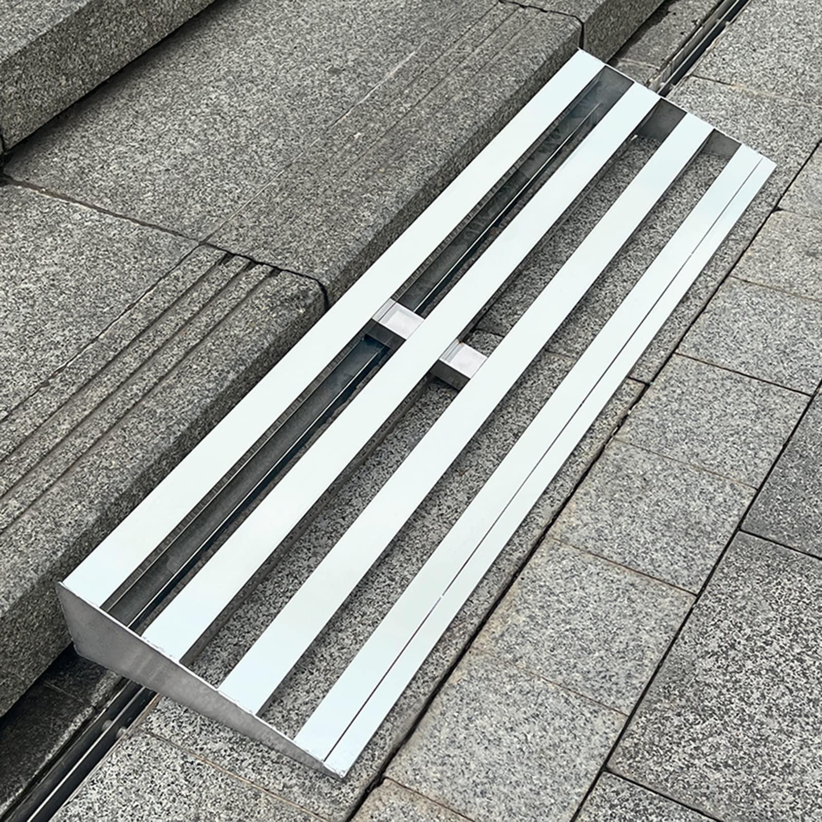 ZAQYCM Driveway Curb Ramps with Drainage, Stainless Steel Slatted Ramps for Door Threshold/ Sidewalks/ Garage/ Wheelchair, Shed Ramps for Lawn Mower, Motorcycle Ramp ( Color : LxWxH , Size : 27.5x12x2 in(70x