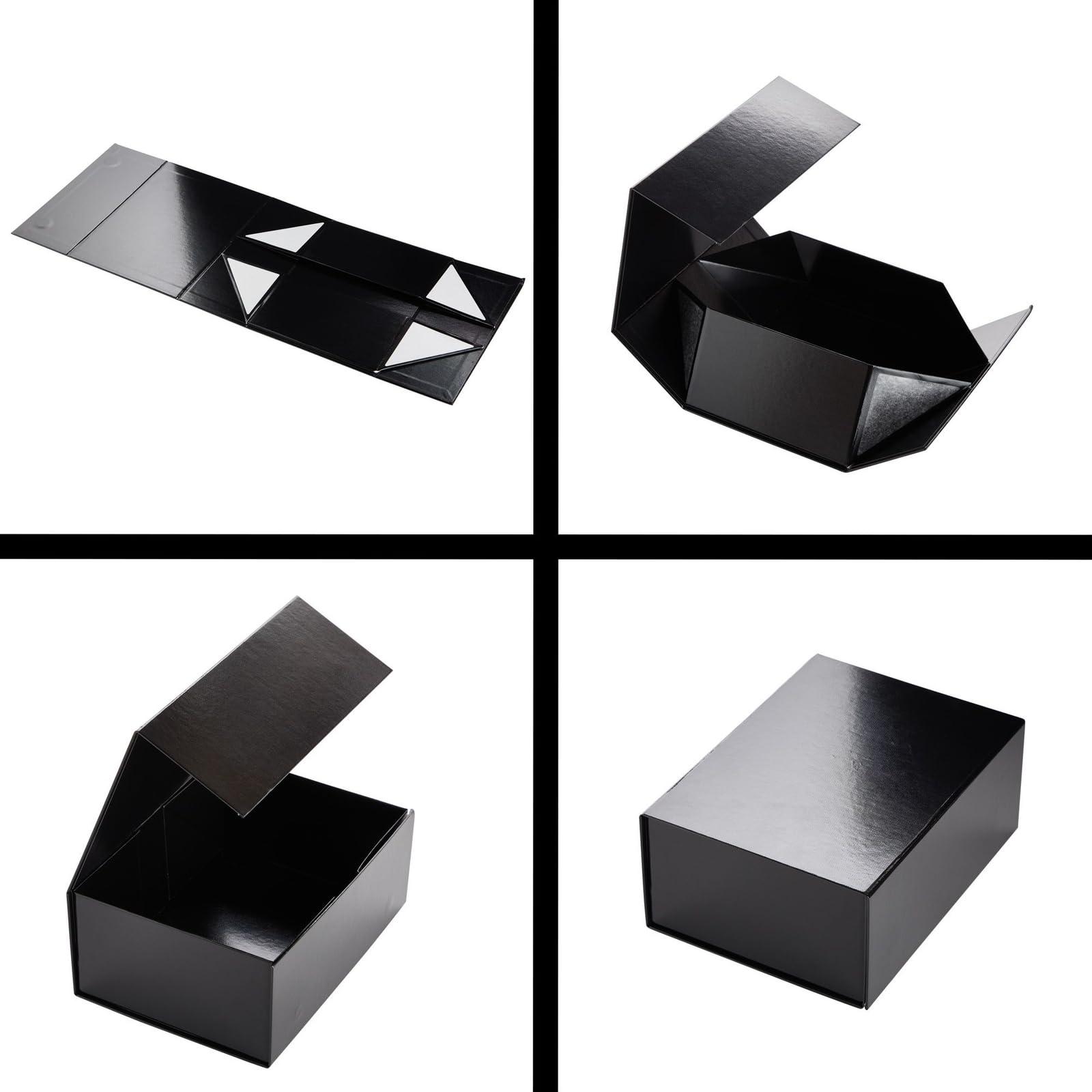 Stockroom Plus Stockroom Plus Magnetic Gift Boxes with Lids for Birthday, Wedding, Groomsman and Bridesmaid Proposal Box (9.5 x 7 x 4 Inches) (Gloss Black) - 6 Pack