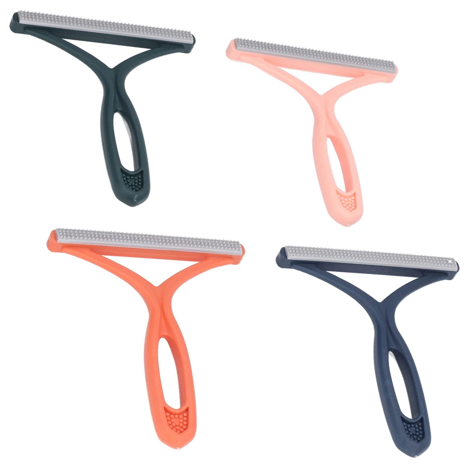 Cyrank Portable Lint Remover,4Pcs Carpet Rake Clothes Fuzz Shaver,Manual Reusable Lint Roller Double Sided Pet Hairball Fluff Removing Shaver