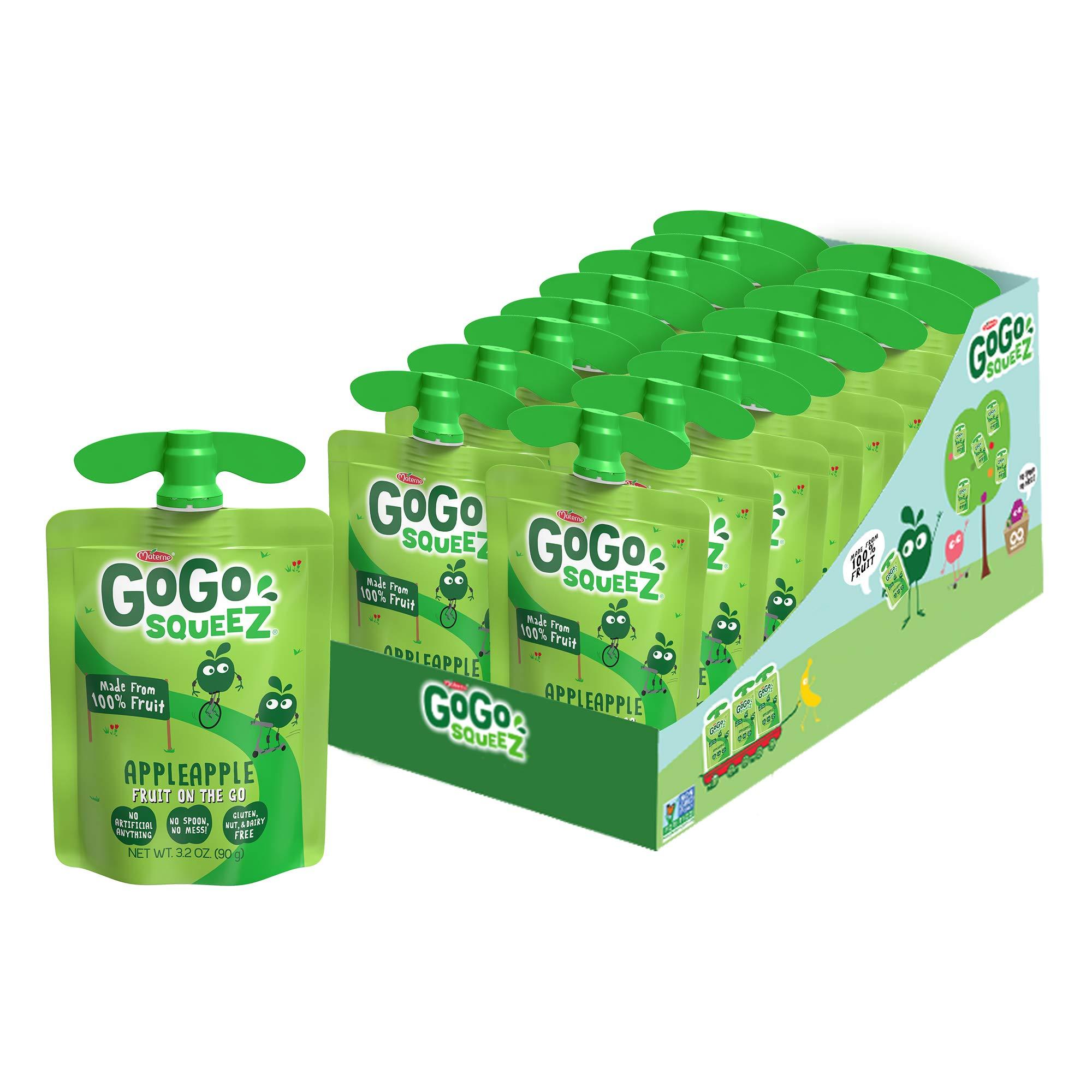 GoGo SqueeZ GoGo squeeZ Fruit on the Go, Apple Apple, Banana & Strawberry Variety Pack (3.2 oz, Pack of 20), Unsweetened Snacks for Kids