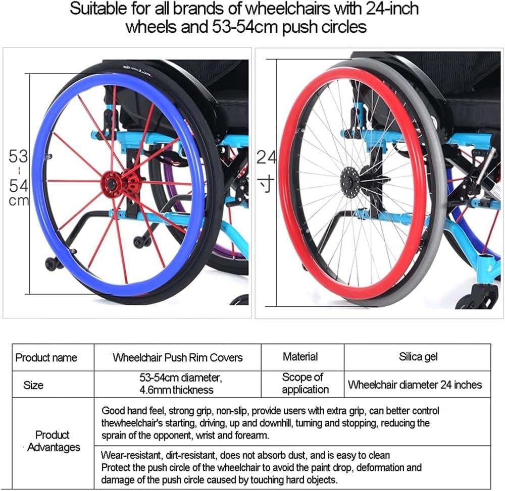 XARONF Wheelchair Push Rim Covers(1pair + 24-Inch), Non-Slip Wear-Resistant Hand Push Cover, Protective Cover, Improve Grip and Traction, Easy to Install (Color : Green)