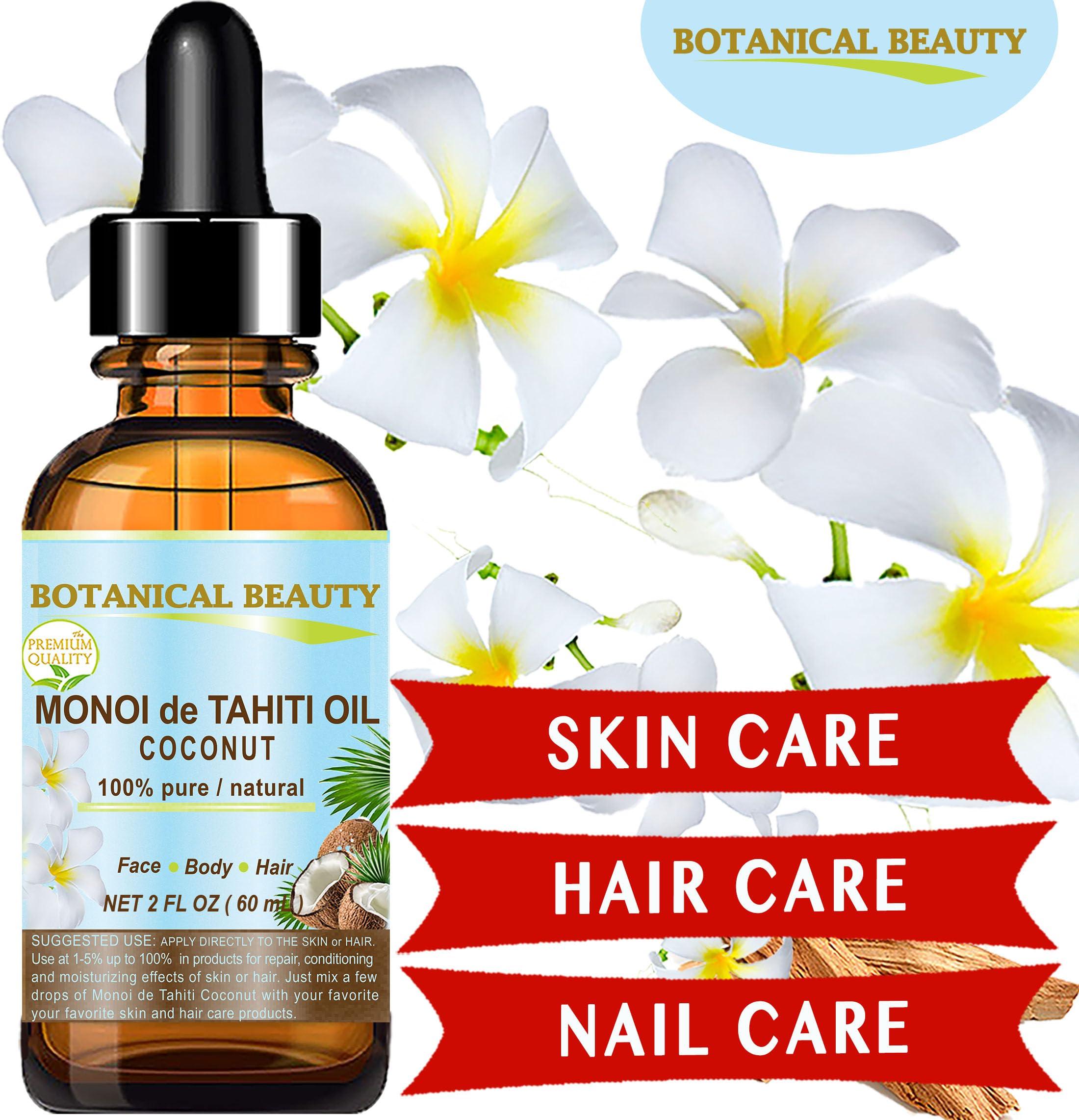 Botanical Beauty Botanical Beauty MONOI de TAHITI OIL COCONUT 100% Pure Natural Virgin Unrefined RAW 2 Fl. Oz.- 60 ml for FACE, SKIN, BODY, HAIR, NAILS