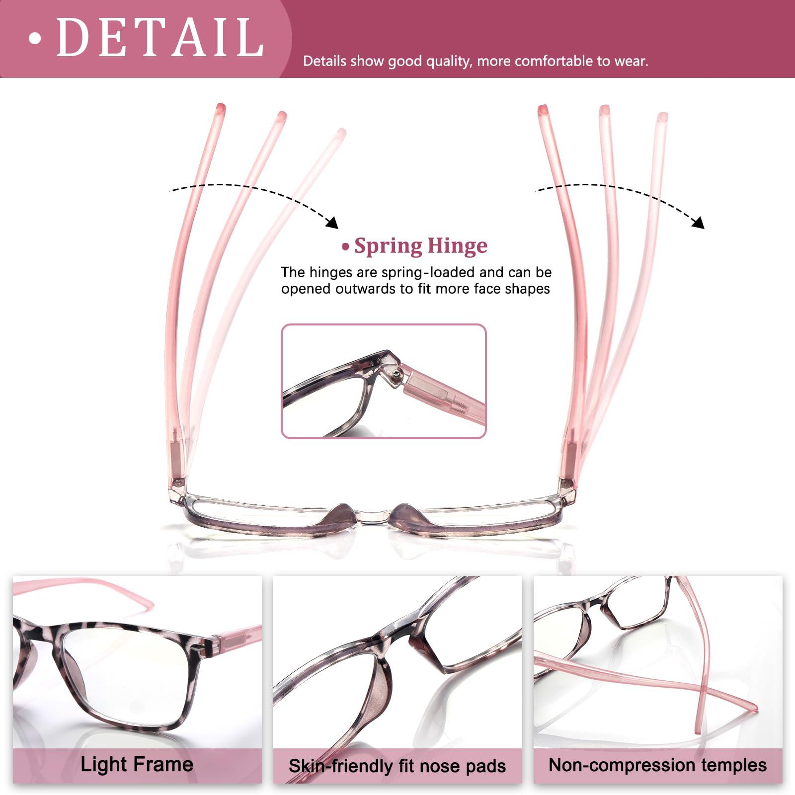 ZONLON ZONLON 6 Pack Reading Glasses for Women, Spring Hinge Eyeglasses Blue Light Blocking Anti Eyestrain Computer Readers (6 Mix C0, 1.75)