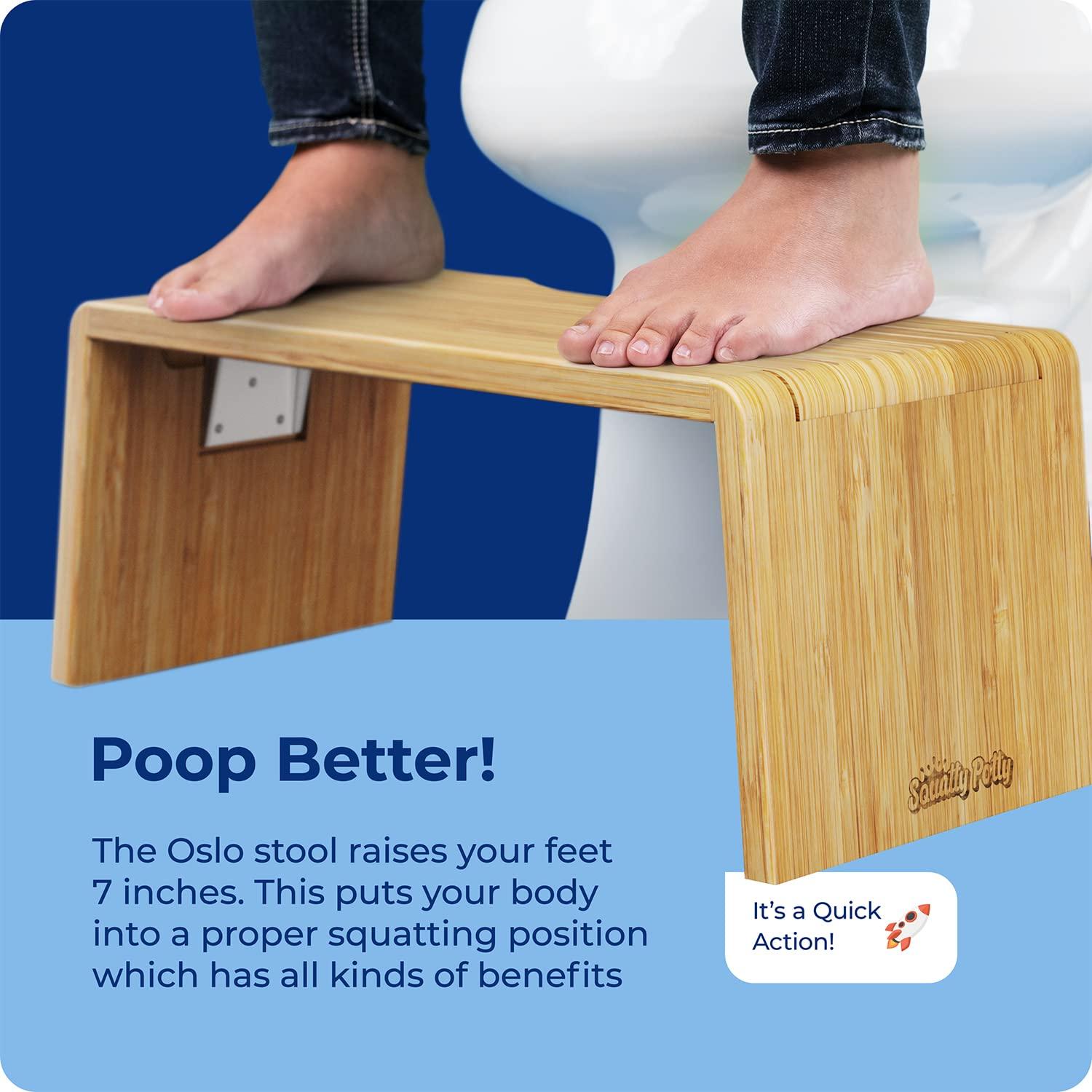 Squatty Potty Squatty Potty Oslo Folding Bamboo Toilet Stool  7 Inches, Collapsible Bathroom Stool for Kids and Adults  Brown, Portable and Space-Saving
