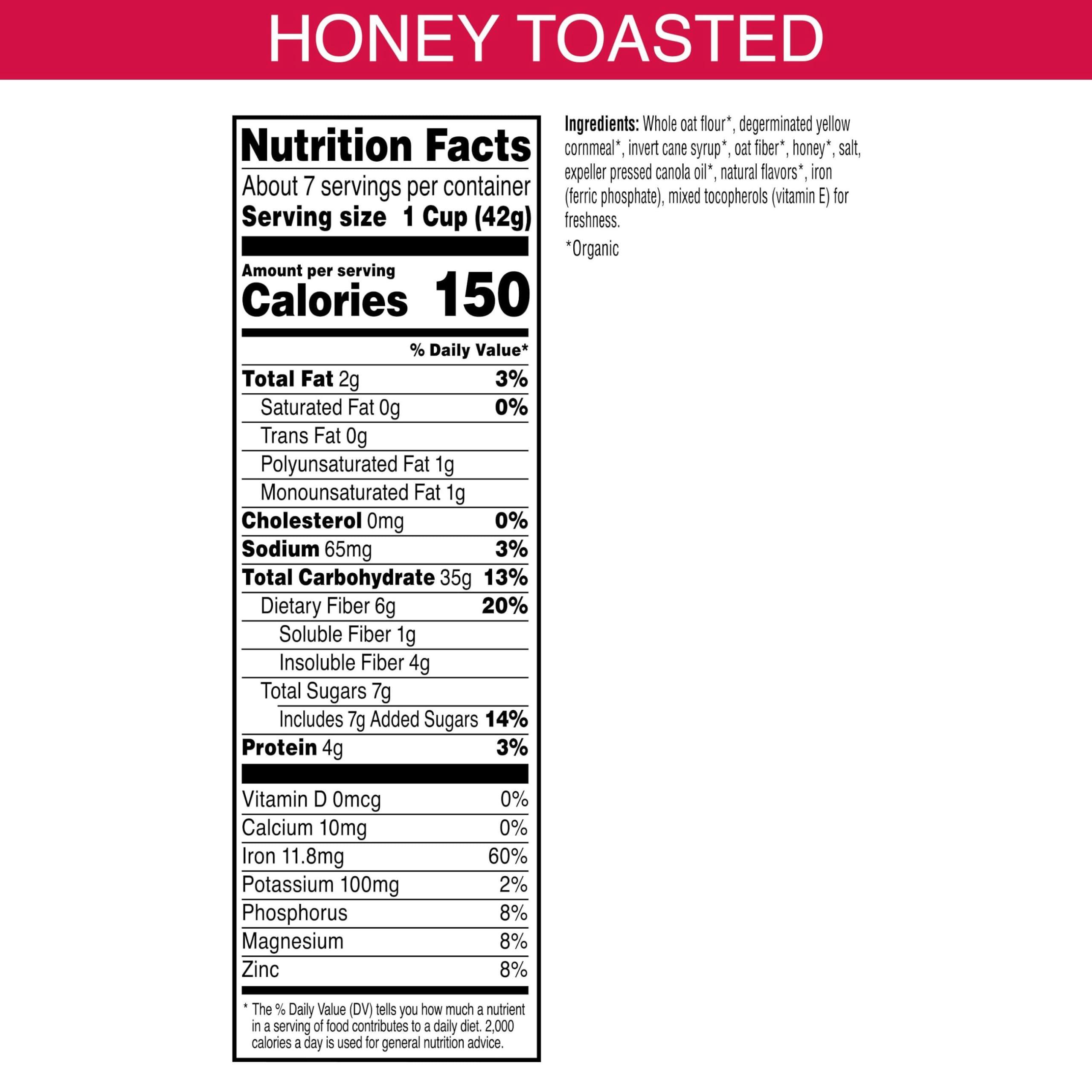 Kashi Kashi Breakfast Cereal, Family Breakfast, Organic Fiber Cereal, Organic Honey Toasted Oat, 10.6oz Box (1 Box)