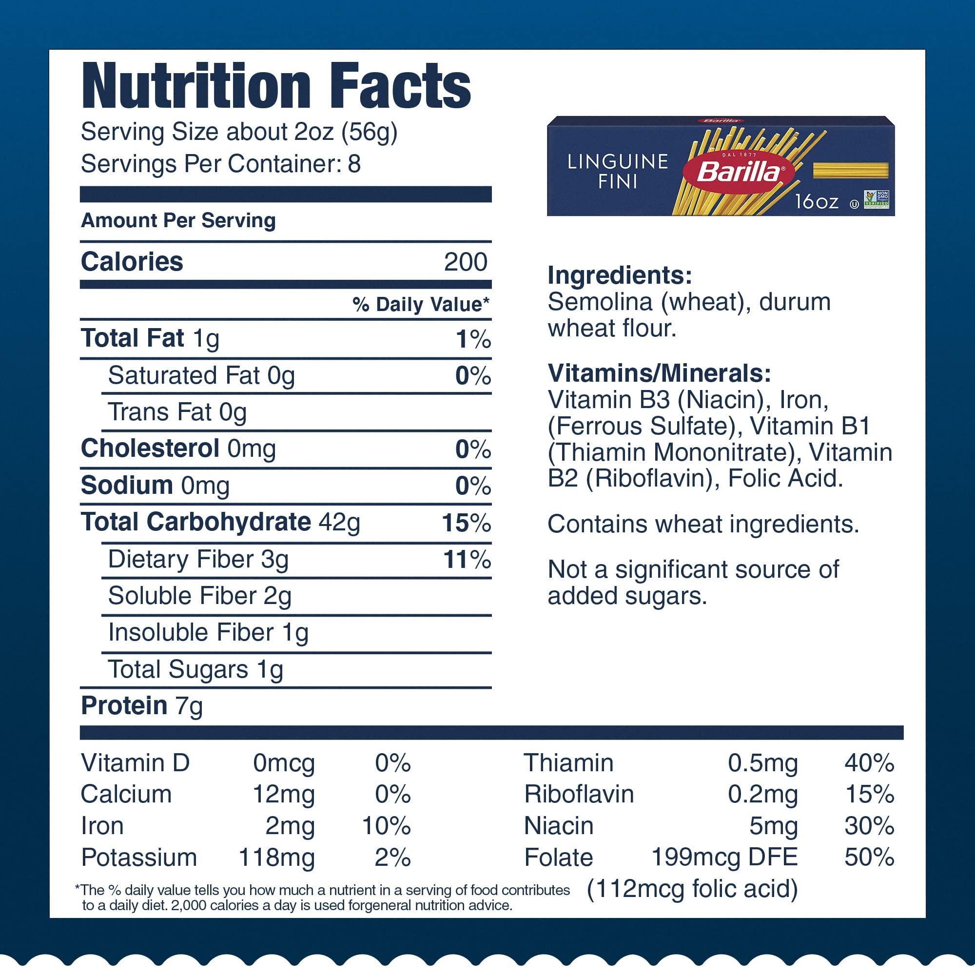 Barilla Barilla Linguine Fini Pasta, 16 oz. Box - Non-GMO Pasta Made with Durum Wheat Semolina - Kosher Certified Pasta