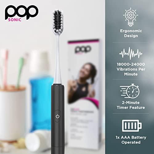 Pop Sonic Go Plus Sonic Toothbrushes for Adults w/Electric Toothbrush Case (Black) - Electric Toothbrush for Adults & Kids - Sonic Toothbrush w/ 2 Speeds - 18000-24000 Vibrations Per Minute