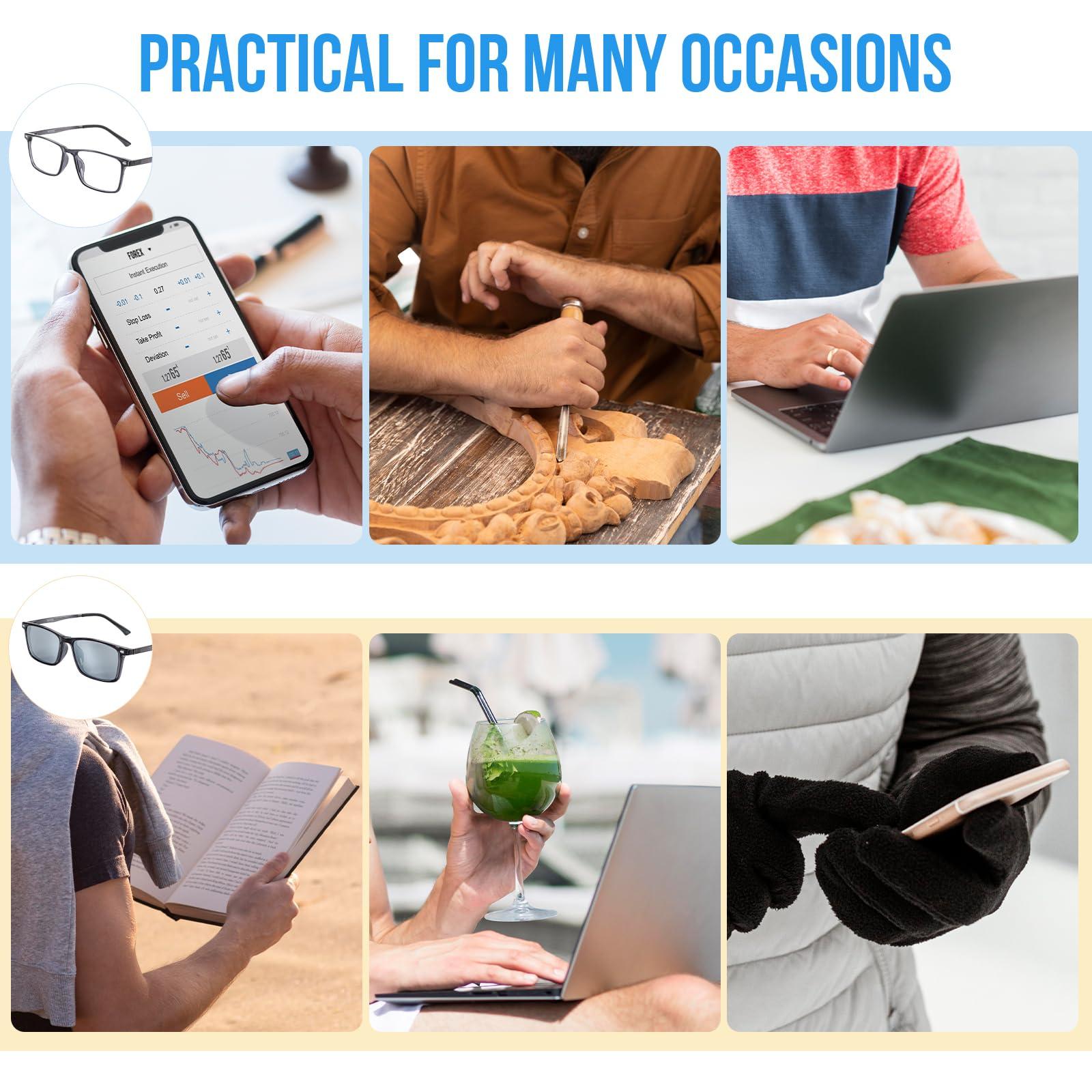 WEMOOTANTS WEMOOTANTS Reading Glasses 3.5+ Men, Polarized Reader 3.5 Sunglasses, Men\'s Rectangle Grey Readers