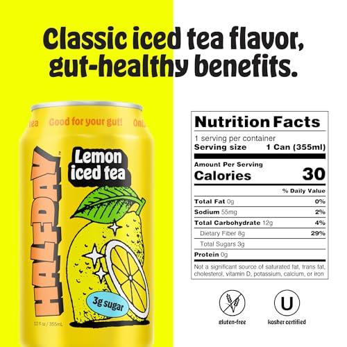 Halfday Halfday Prebiotic Lemon Iced Tea, 12 Fl Oz Can