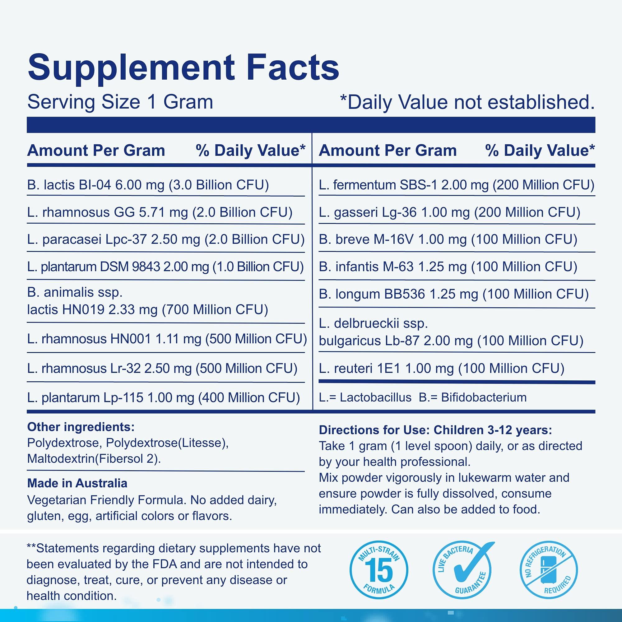 Life-Space Life-Space 60 Grams, for Children 3-12 Years,10 Billion CFU & Multi Strain, Improve Appetite for Relieve Picky, Boost Digestive Health & Immune, No Refrigeration, Probiotic Powder for Children
