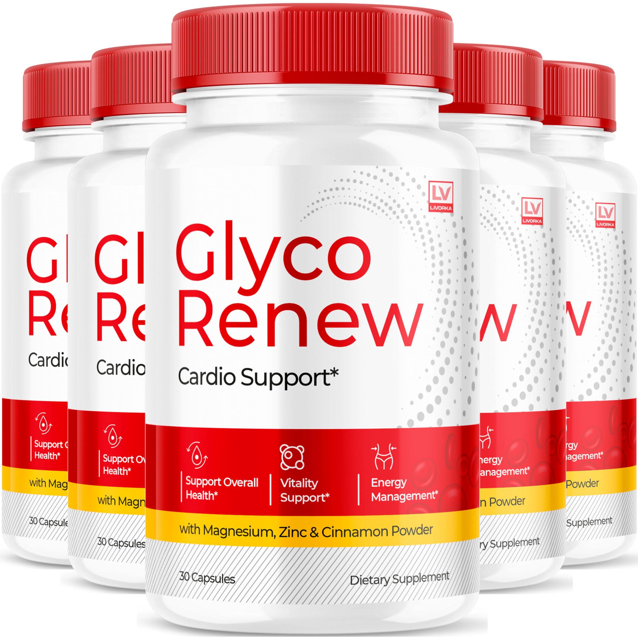 LIVORKA (5 Pack) Glyco Renew - Glyco Renew Blood Support, GlycoRenew Blood Support, Glyco Renew Blood Support Pills, Ripped Glyco Renew Blood Support, Glyco Renew Pills, Glyco Renew Supplement, 150 Capsules