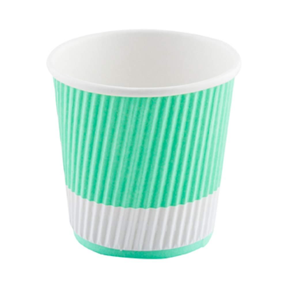Restaurantware 8 Ounce Disposable Coffee Cups, 500 Double Wall Hot Cups For Coffee - Lids Sold Separately, Rippled Wall, Light Green Paper Insulated Coffee Cups, For Coffee, Tea And More-Restaurantware