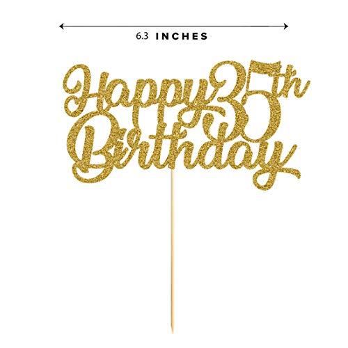 MAGJUCHE 35th Birthday Cake Topper, Gold Glitter Cheers To 35 Years Party Decoration, Supply