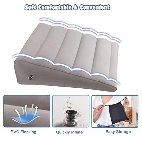 VOPHIA VOPHIA Inflatable Wedge Pillow - Lightweight & Portable Travel Wedge Pillow for Sleeping, Reading,Post Surgery&Leg Elevation - Triangle Pillow with Washable Cover Sleep Wedge Pillow (Grey)