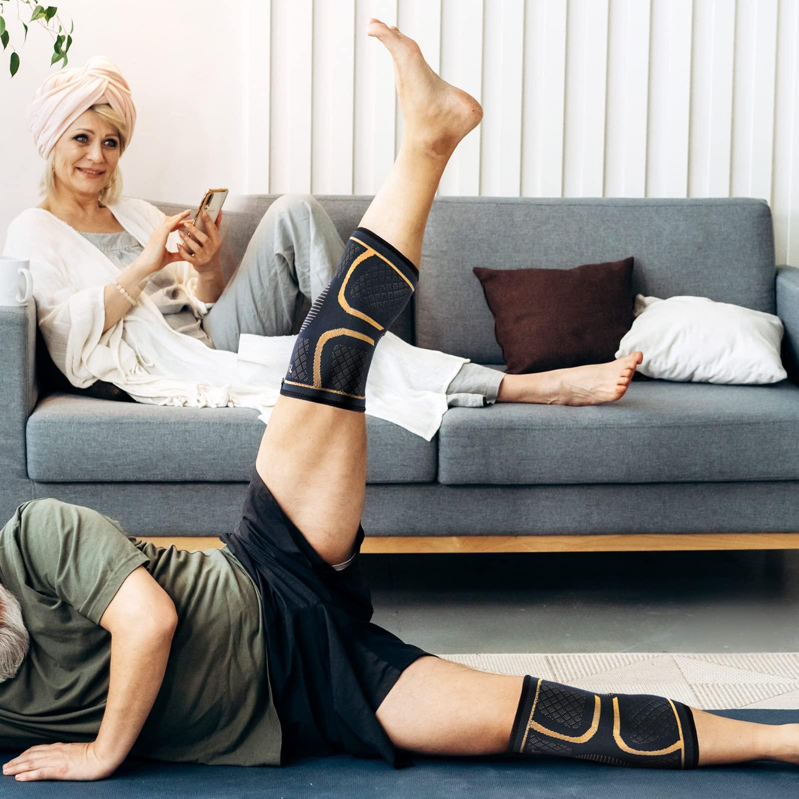 JIUFENTIAN JIUFENTIAN Copper Knee Braces for Men and Women (2 pack) -Knee Supports Copper Compression Knee Sleeve for Knee Pain, Arthritis, Running,Sports and Recovery Support (Medium)