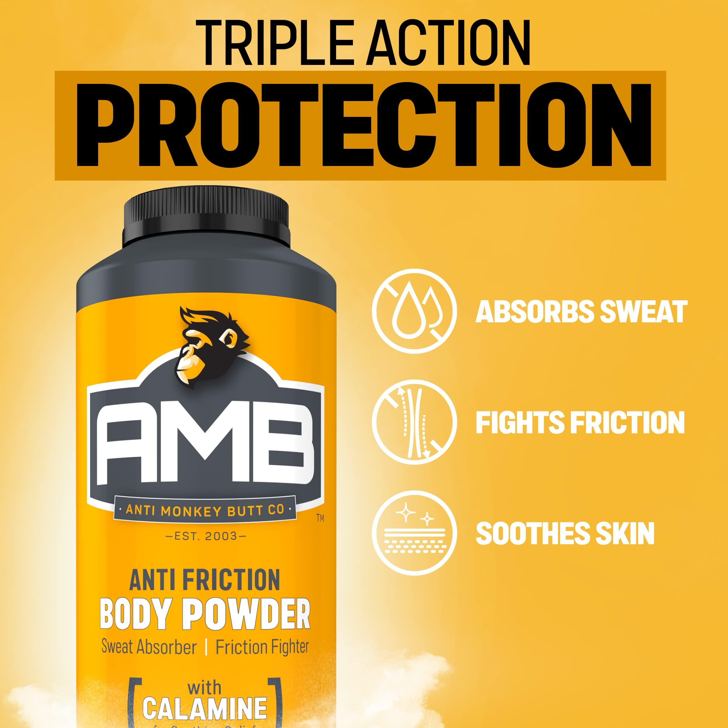 Anti Monkey Butt Anti Monkey Butt Body Powder for Women and Men Anti Chafing and Anti Itch Foot Powder with Calamine, Absorbs Sweat and Fights Friction, Talc Free Hypoallergenic Formula, 8 oz