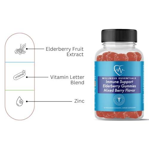 The Wellness Company The Wellness Company Immune Support Elderberry Gummies | 60 Mixed Berry Gummies, 2 Month Supply | Elderberry and Essential Vitamins for a Natural Immunity Boost | Vegan, Gluten-Free