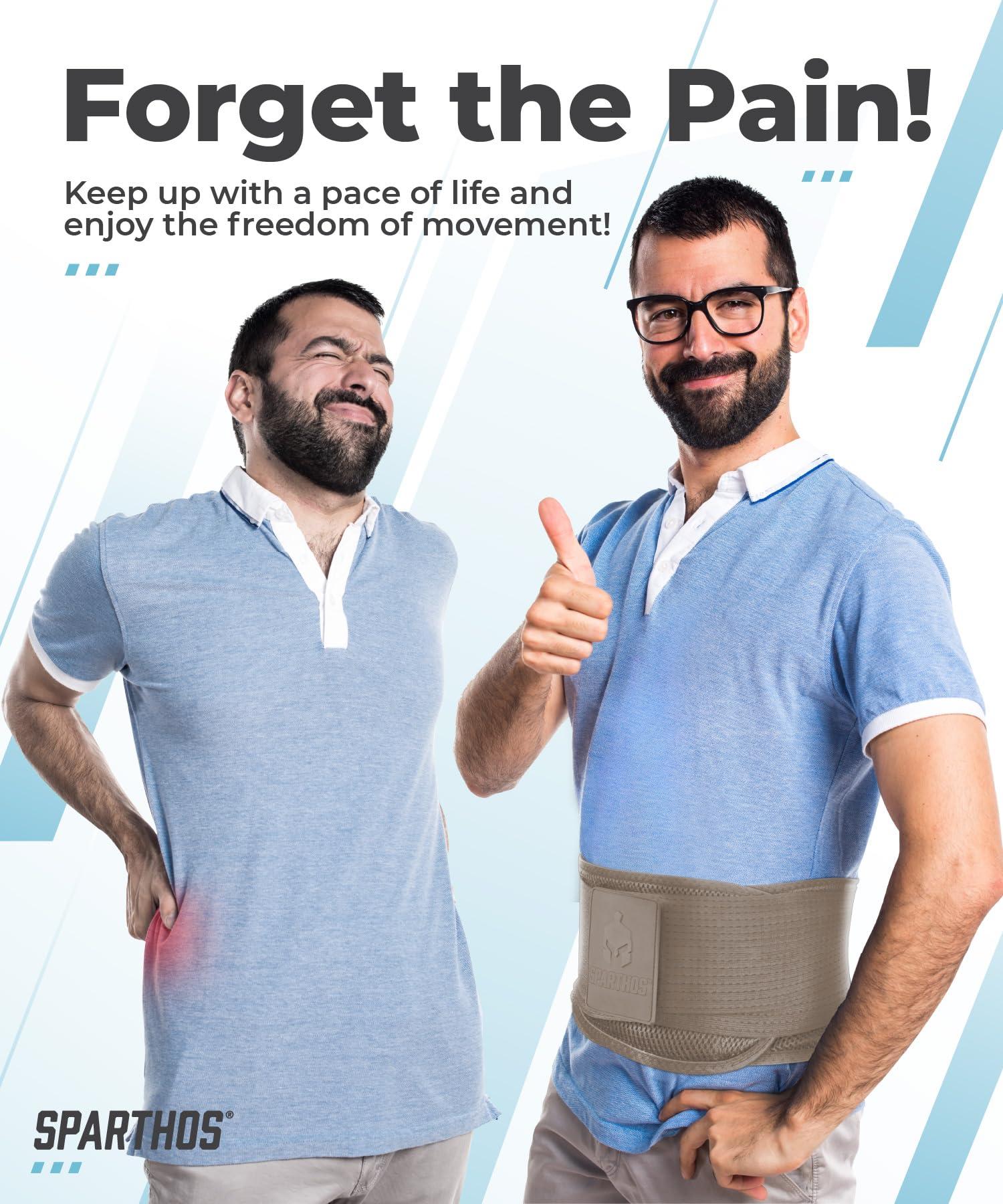 Sparthos Sparthos Back Brace for Lower Back Pain - Immediate Relief from Sciatica, Herniated Disc, Scoliosis - Breathable Design With Lumbar Support Pad - For Home & Lifting At Work, For Men & Women - (Beige-M)