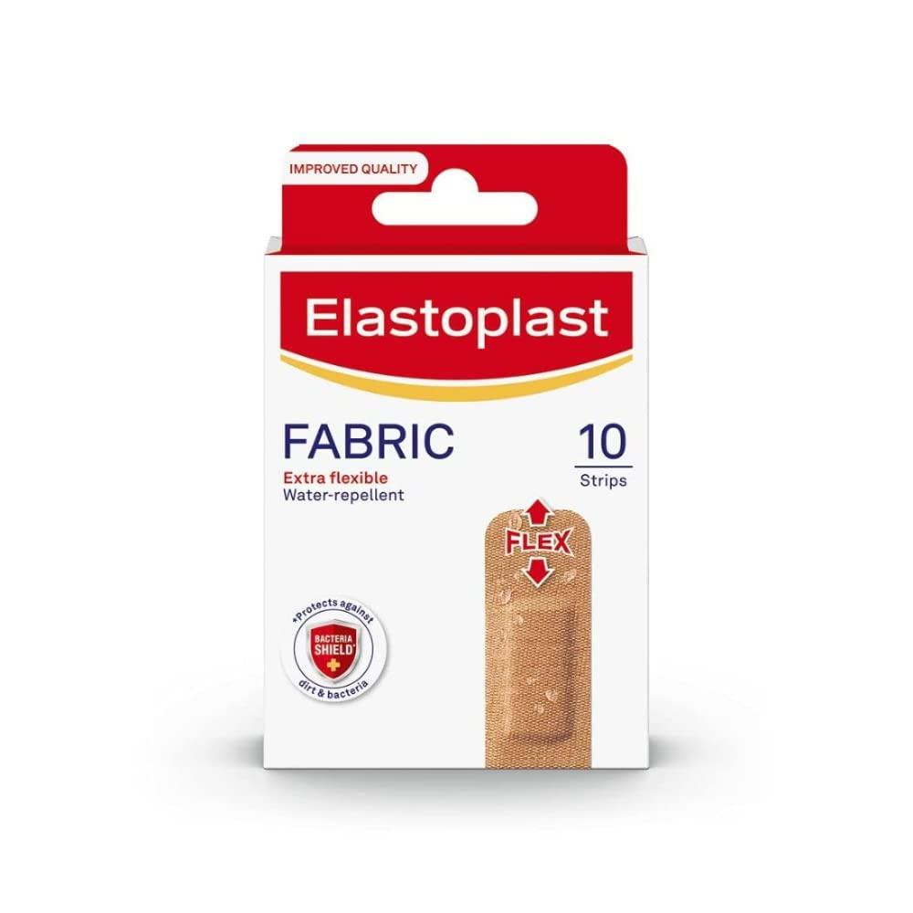 Elastoplast Elastoplast Extra Flexible Fabric Plaster Strips (10 Pieces), Extra Flexible Fabric Plasters, Breathable Plasters, Flexible Large Plasters